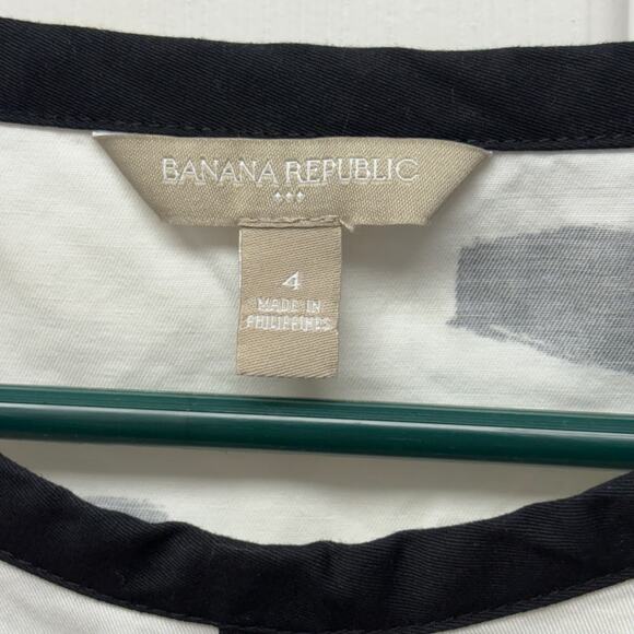 Banana Republic Cotton Sheath Dress, Back Cut Out, White Black, Women's Size 4 - Picture 3 of 7